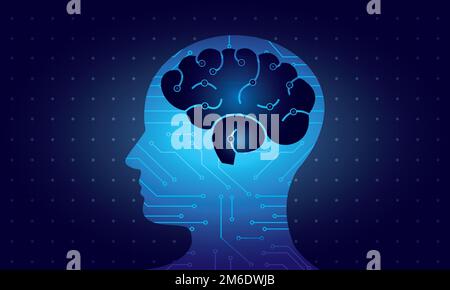 Abstract technology circuit.Human head concept vector Stock Photo