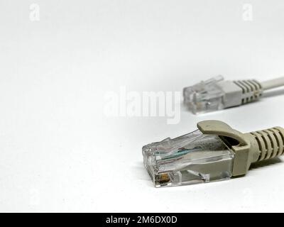 USB LAN cable placed on a white background Stock Photo