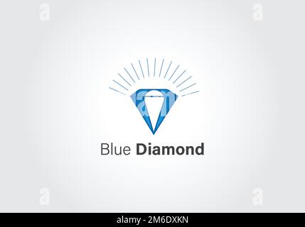 Diamond jewelry Logo Template vector icon illustration design. Diamond logo design, blue diamond graphic vector icon. Stock Vector