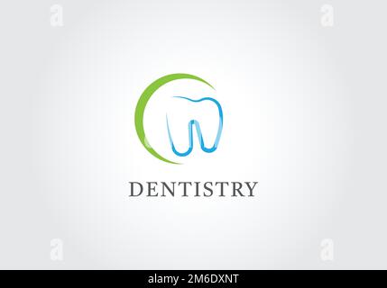 Dental Clinic Logo Tooth abstract design vector template Linear style. Stock Vector