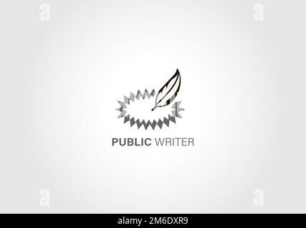 Feather Logo and Icon Vector Template. writer logo design template Stock Vector