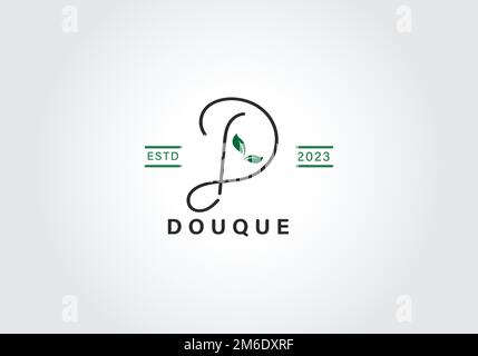 alphabet letter D monogram logo, leaf design vector logo template Stock Vector