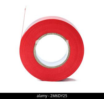 red roll of insulation tape isolated on white Stock Photo