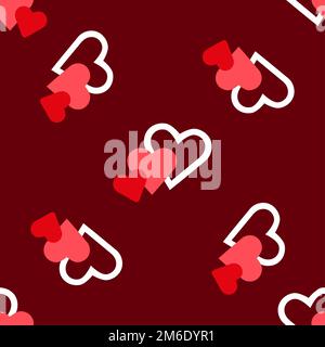 Valentines day red hearts background, vector seamless pattern Stock Photo