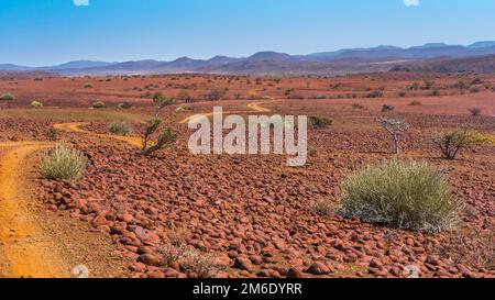Scenic view of the Palmwag Concession Area in Namibia. Stock Photo