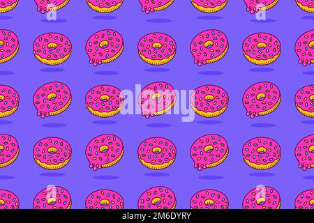 Doughnut seamless pattern. Donuts with pink icing Stock Vector