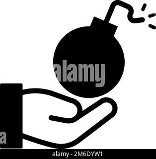 Bomb and hand icon. Editable vector. Stock Vector