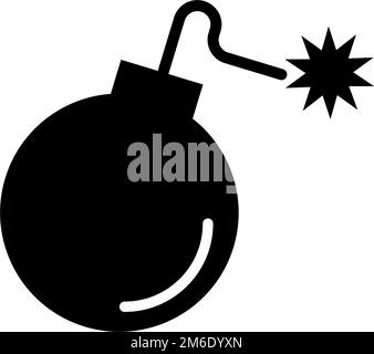Bomb silhouette icon. Flat design style. Explosive. Editable vector. Stock Vector