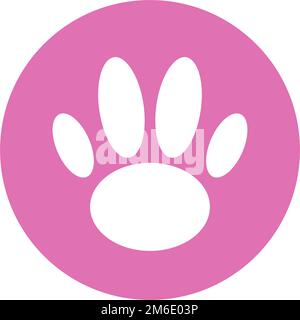 Round pink paw icon. Paw button. Cat footprints. Editable vector. Stock Vector