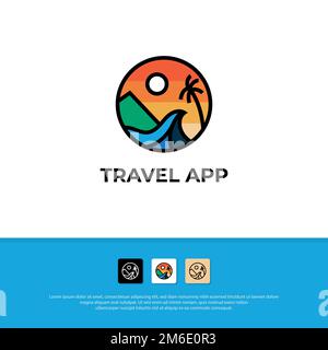 Modern Travel Agency logo design with point map letter S silhouette vector illustration template icon mobile Stock Vector