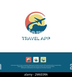 Modern Travel Agency logo design with point map letter S silhouette vector illustration template icon mobile Stock Vector