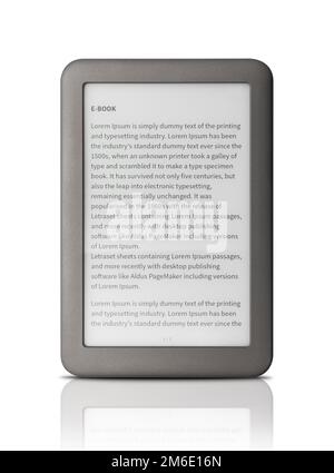 E-book on tablet pc touchpad isolated on white Stock Photo