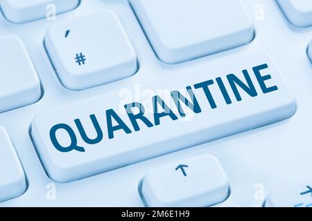Quarantine isolation Coronavirus corona virus infection disease ill illness computer keyboard Stock Photo
