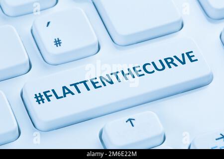 Flatten The Curve hashtag stay at home Coronavirus corona virus infection computer keyboard Stock Photo