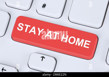 Stay at home Corona virus coronavirus healthy health computer keyboard Stock Photo
