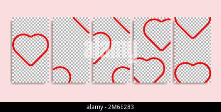 Stories for instagram with hearts on Valentine's day or declarations of love. Concept for valentine. Stock Vector