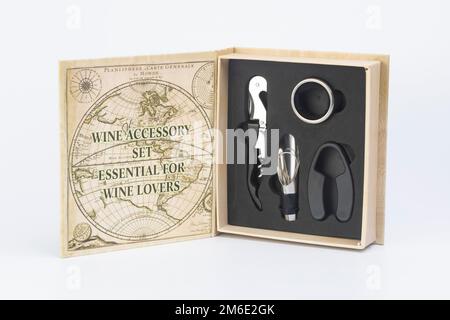 A wine accessory set, essential for wine lovers Stock Photo