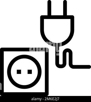 Outlet and socket icons. Charging and outlet connection. Editable vector. Stock Vector