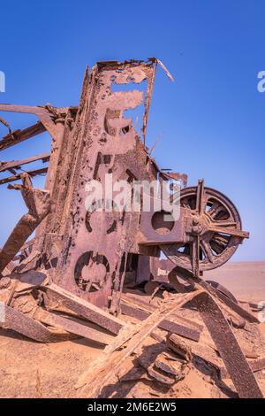 Abandoned oil rig in the Skeleton Coast in Namibia. Stock Photo