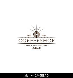 Vintage letter S and Coffee bean logo. Vector format. Stock Vector