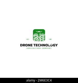 Drone Logo for Agriculture. Future of Agriculture and Farming concept. Helicopter Irrigation. Drone agriculture technology. Stock Vector