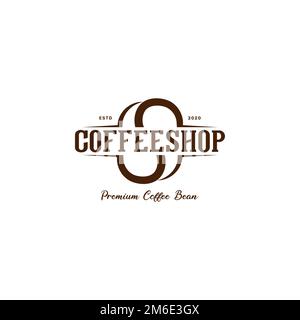 Coffee shop vintage logo design. Coffee bean hipster logo design. Vector format logo. Stock Vector