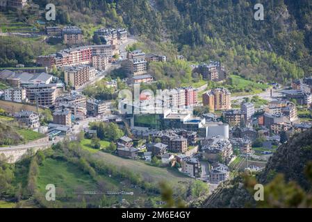 Cityscape of Encamp in Andorra on spring Stock Photo