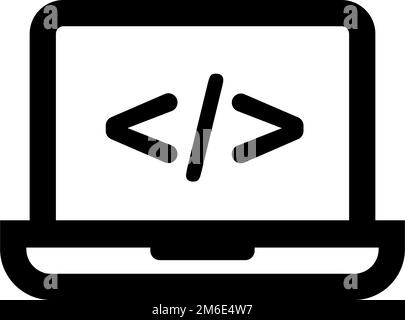 Laptop and coding mark. Programming computer. Editable vector Stock ...