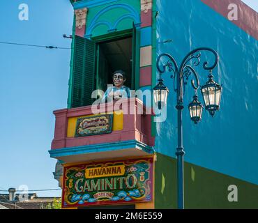 BUENOS AIRES, ARGENTINA - March, 24, 2010: La Boca neigborhood in Buenos Aires. It is a popular destination for tourists visitin Stock Photo