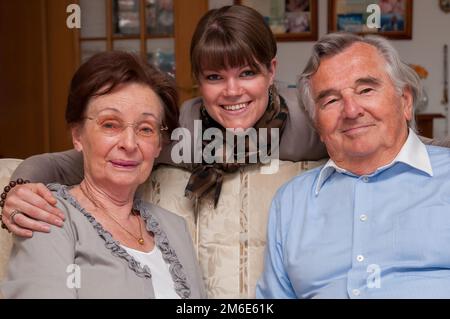Portrait of happy daughter with mother and father Stock Photo