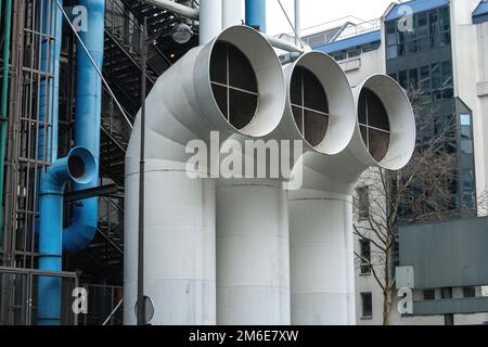 Pompidou Centre,  the first major example of an 'inside-out' building in architectural history, Stock Photo