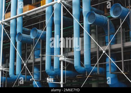 Pompidou Centre,  the first major example of an 'inside-out' building in architectural history, Stock Photo