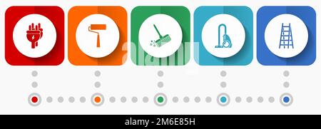 House services vector icons, flat design web buttons collection, business concept infographic template Stock Vector