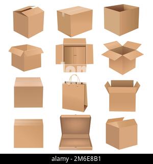 Shipping Box Big Set Isolated White background Stock Photo