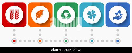 Agriculture vector icons, food production flat design web buttons collection, business concept infographic template Stock Vector