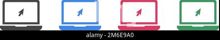 Icon set of mouse cursor icon on laptop and display. Editable vector. Stock Vector