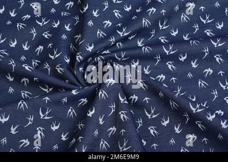 Blue fabric texture, closeup, background Stock Photo