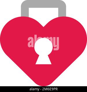 Heart-shaped padlock icon. Security. Editable vector. Stock Vector