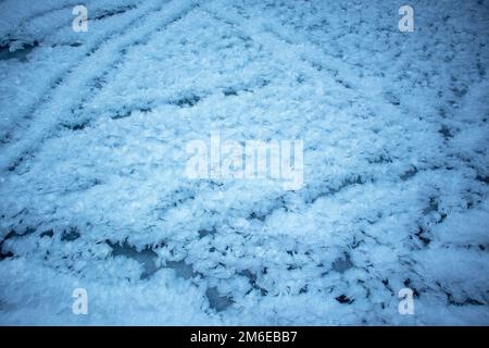 snow patterns on lake ice Stock Photo