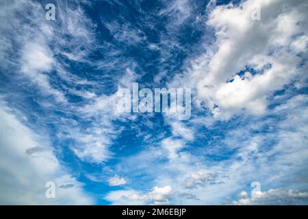 Highly detailed blue cloudy sky background Stock Photo