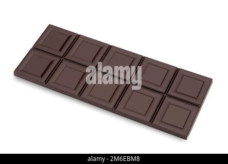 Dark chocolate bar isolated on white with clipping path, copy space Stock Photo