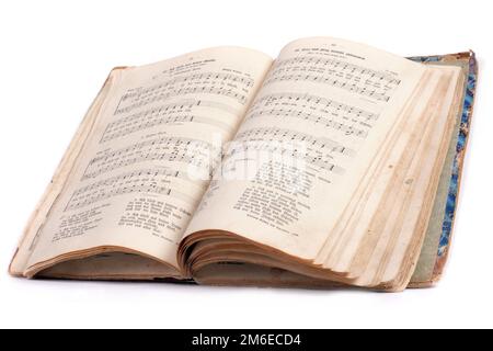 Old antique vintage open book on white Stock Photo