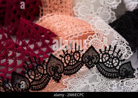 Gentle luxury quality guipure, lace fabric. use for sew clothes linen decoration. Stock Photo