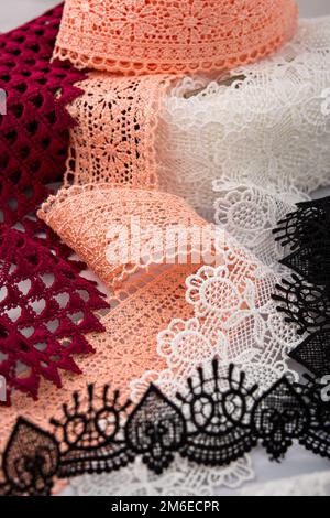 Gentle luxury quality guipure, lace fabric. use for sew clothes linen decoration. Stock Photo