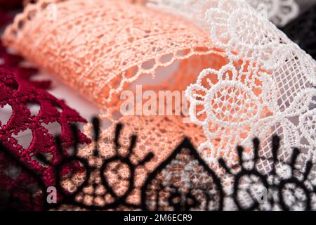 Gentle luxury quality guipure, lace fabric. use for sew clothes linen decoration. Stock Photo