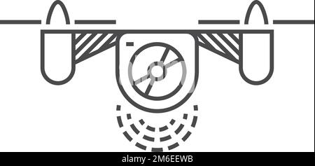 Drone linear icon. Remote control flying device Stock Vector