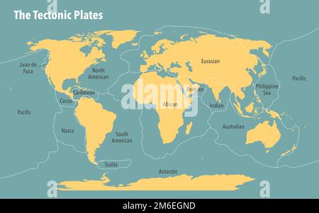 Tectonic plate map of the world Stock Photo