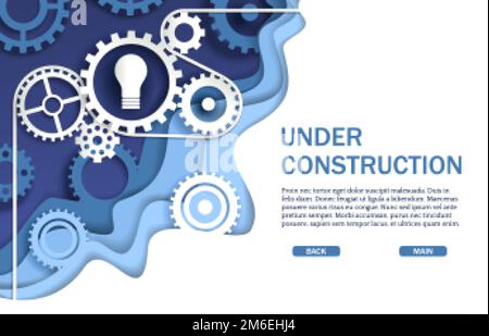 Under construction website page, web banner vector template Stock Vector