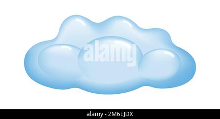 Cartoon blue fluffy cloud isolated on a white background. Vector illustration. Stock Vector