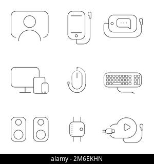 Set of Electronic Devices Related Vector Icons Stock Vector